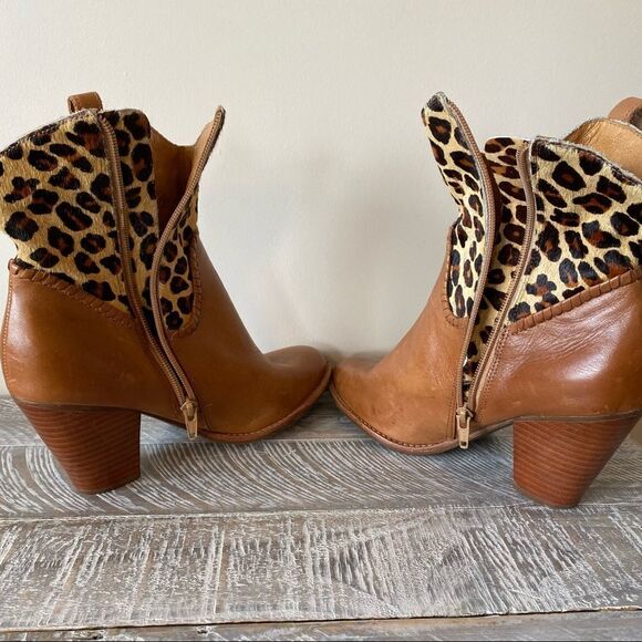 Rare-jack Rogers-Animal Calf Hair Print Western/Boho Leather Boots - Picture 7 of 15